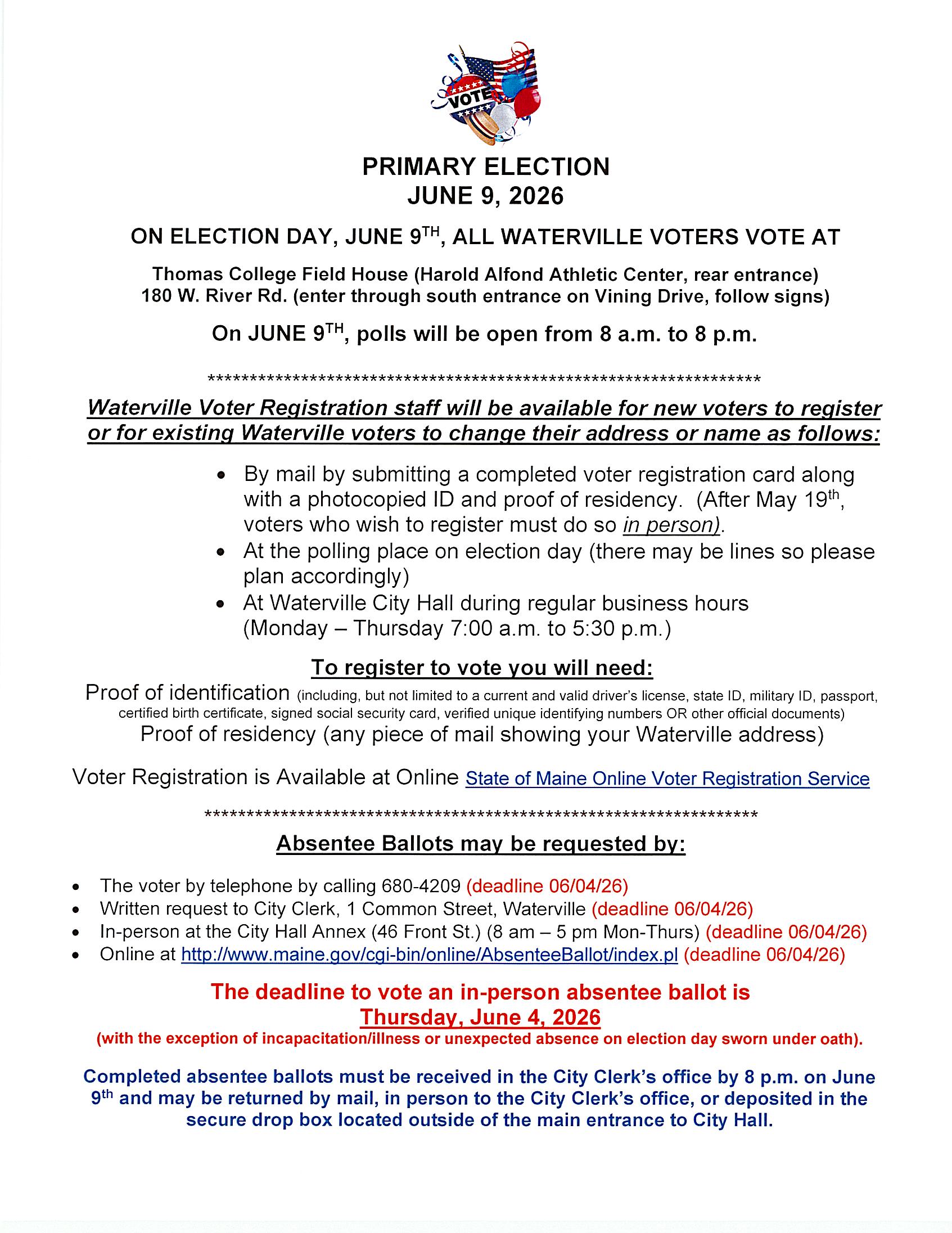 Primary Election June 9, 2026 image